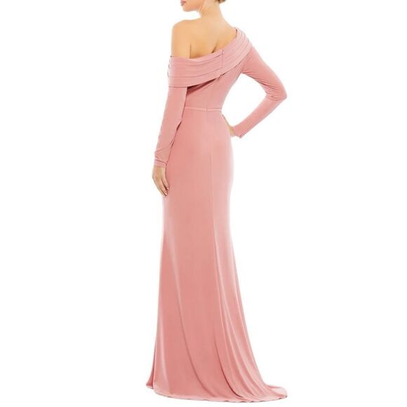 MAC DUGGAL Ieena by Mac Duggal Women’s Drop Shoulder Long Sleeves Column Gown - Picture 3 of 10
